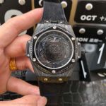 JH Hublot Big Bang Sang Bleu 45 MM Replica All Black Case Rubber Strap Automatic Watch